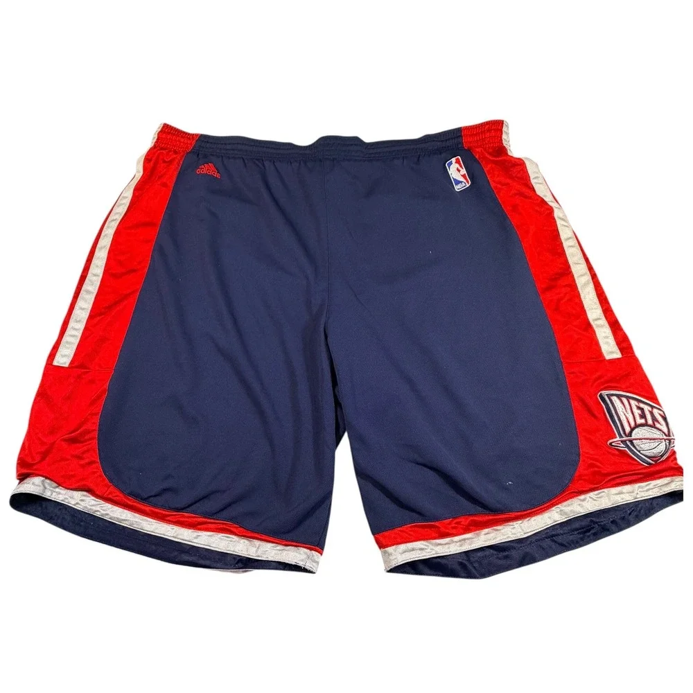 Adidas New Jersey Nets Basketball Shorts 2XL Navy Red NBA‎ Vintage 9265A 06